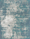 Unique Loom Outdoor Coastal Okyanus Machine Made Abstract Rug Blue, Ivory/Green/Gray 7' 10" x 10' 0"