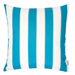 English Elm Horizon Stripe Pillow - Aqua Coastal Accent For Indoor & Outdoor Comfort, Weather Resistant Design B357P367223