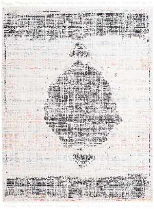 Unique Loom Aramis Selif Machine Made Tribal Rug Ivory, Black/Light Blue/Rust Red/Orange 7' 10" x 10' 0"