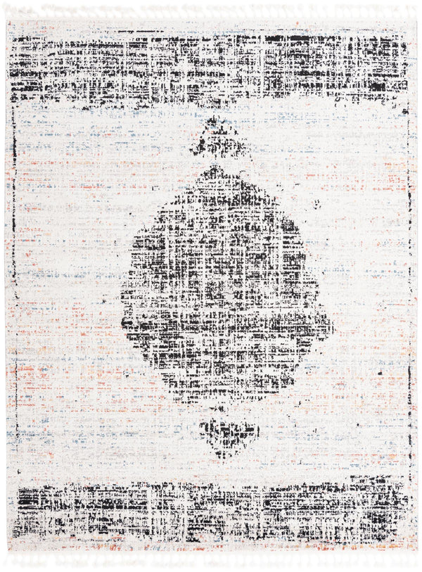 Unique Loom Aramis Selif Machine Made Tribal Rug Ivory, Black/Light Blue/Rust Red/Orange 7' 10" x 10' 0"