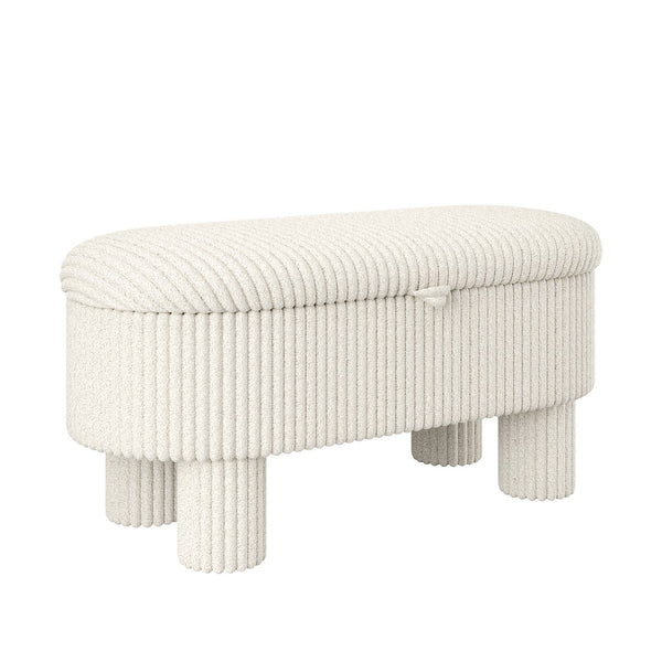 English Elm Modern Corduroy Upholstered Storage Bench with Lift Top Lid for Bedroom Entryway Beige N719P305624A