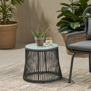 English Elm Christopher Knight Home® - SOUTHPORT Woven Rope Club Chair with Steel Frame, Water‑Resistant Cushions & Bohemian Outdoor Style Gray 62329.00TGRY