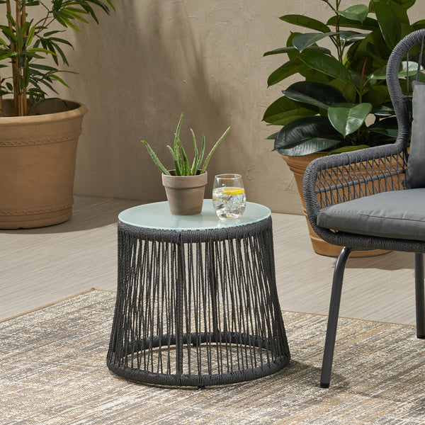 English Elm Christopher Knight Home® - SOUTHPORT Woven Rope Club Chair with Steel Frame, Water‑Resistant Cushions & Bohemian Outdoor Style Gray 62329.00TGRY