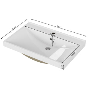 English Elm 24 Inch Thickened Ceramic Vanity Top Glossy White Basin for Small Bathroom Powder Room W3151P374492