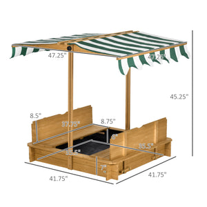 English Elm Kids Fir Wood Outdoor Sandbox with Canopy Shade Cover and Two Removable Benches T3971P438635