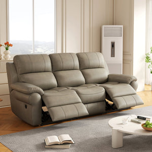 English Elm Breathable Fabric Power Reclining Sofa with Wireless Charging and Drop Down Console W1896141758