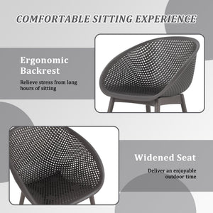 English Elm Summer Outdoor Bistro Set Uv Resistant Polypropylene Slatted Chairs and Round Patio Table Warm Grey,White W3450S00018