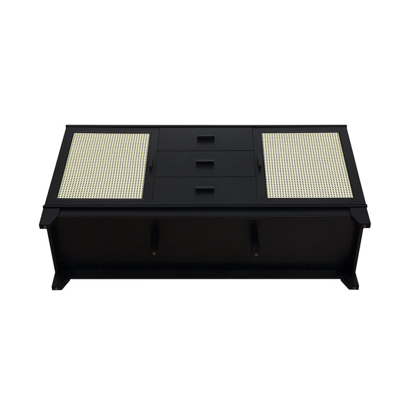 English Elm Sheridan 59" Sideboard in Black - 2 Doors, 3 Drawers, Cable Management, MDF Frame, 55" TV Ready B365P397679