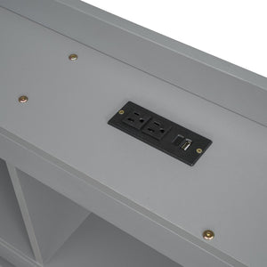 English Elm Twin Size L-Shaped Bookcase Bed With Usb Charging, Drawers, And Stylish Grey Finish For Modern Rooms W504S00218-GIGA