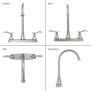 English Elm Single Lever High Arc Pull Down Kitchen Faucet Brushed Nickel Stainless Steel Sink T3177P277520