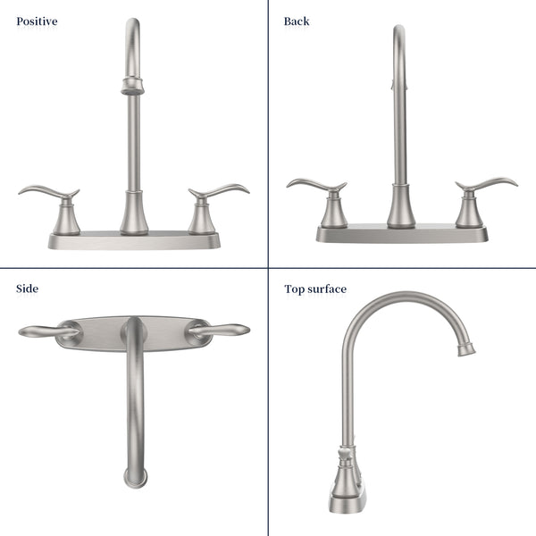 English Elm Single Lever High Arc Pull Down Kitchen Faucet Brushed Nickel Stainless Steel Sink T3177P277520