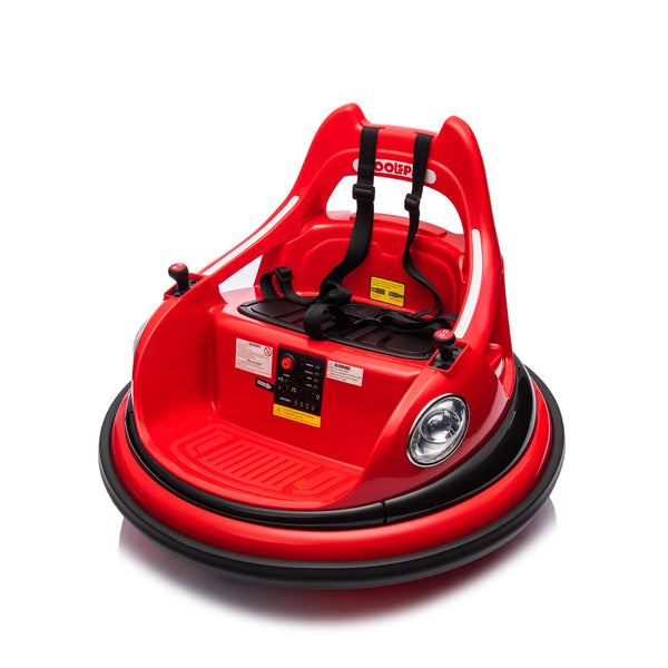 English Elm 12v Kids Ride on Bumper Car with 360 Spin Led Lights Bluetooth and Parental Remote Red W1578P198506