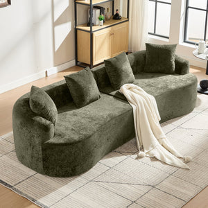 English Elm Curved Chenille Loveseat with Memory Foam Cushions for Compact Living Spaces Olive Green W2915S00085