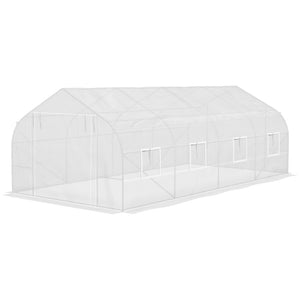 English Elm Outsunny 20' X 10' Walk-In Tunnel Greenhouse - Durable Steel Frame, Mesh Windows & Zipper Door W2225P217788-GIGA