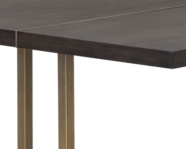 Sunpan JADE Dining Table - Dark Mango Acacia Wood with Antique Brass Inlay for Elegant Dining Experience 102928