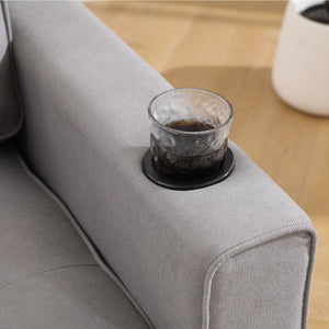 English Elm {VIDEO 3-in-1 Upholstered Futon Sofa Bed Convertible Loveseat with Tufted Back, Cup Holders & Side Pockets Light Gray W2325P183182