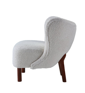 English Elm Zusud White Teddy Sherpa Accent Chair — Plush Wingback Design, Full Foam Comfort, Sturdy Wooden Legs B2726P251794