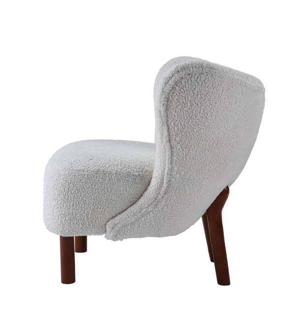 English Elm Zusud White Teddy Sherpa Accent Chair — Plush Wingback Design, Full Foam Comfort, Sturdy Wooden Legs B2726P251794