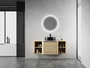 English Elm 48'' Wall-Mounted Bathroom Vanity With Elegant Ceramic Sink, Soft-Close Door & Ample Storage Shelves W999S00470
