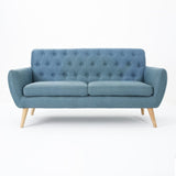 Christopher Knight Home® - Noble House - Bernice Petite Mid Century Modern Tufted Blue Fabric Sofa