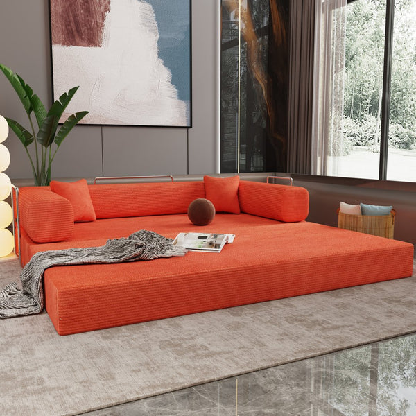 English Elm Double Convertible Corduroy Sleeper Sofa High Density Foam Wide Armrest Studio Bed W3064P245391