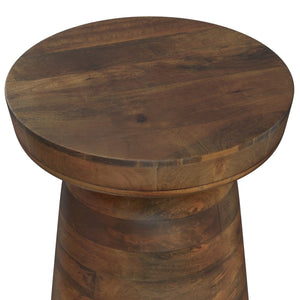 English Elm Robbie Sculptural Accent Table in Walnut Brown Solid Mango Hardwood, Hand-Finished, Rustic Contemporary Appeal Dark Brown B136P158442