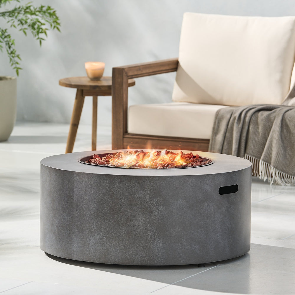 English Elm 32" Round Propane Fire Pit 40000 Btu Powder Coated Iron Outdoor Patio Centerpiece 67759.00CONRT-40K