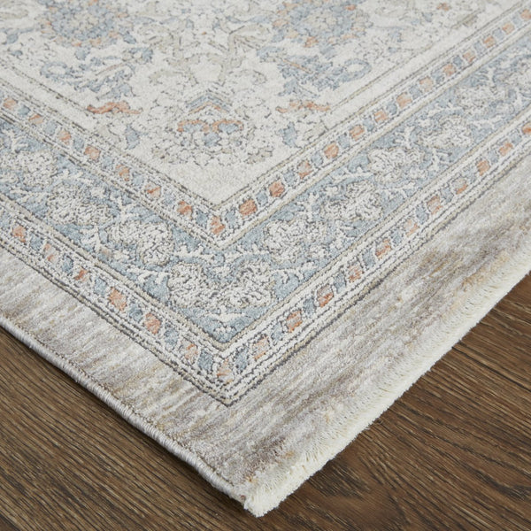 Feizy Rugs Marquette Elegant Power-loomed Rug With Traditional Persian Motifs - Stain Resistant And Durable Taupe,Silver,Blue Polyester,Acrylic Mrq3761fgrymltf06