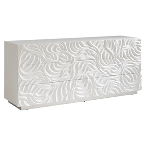 Bernhardt Bernhardt Alia Dresser White Plaster — Sculptural Carved Fronts, 6 Soft-Close Drawers, Polished Base 316054
