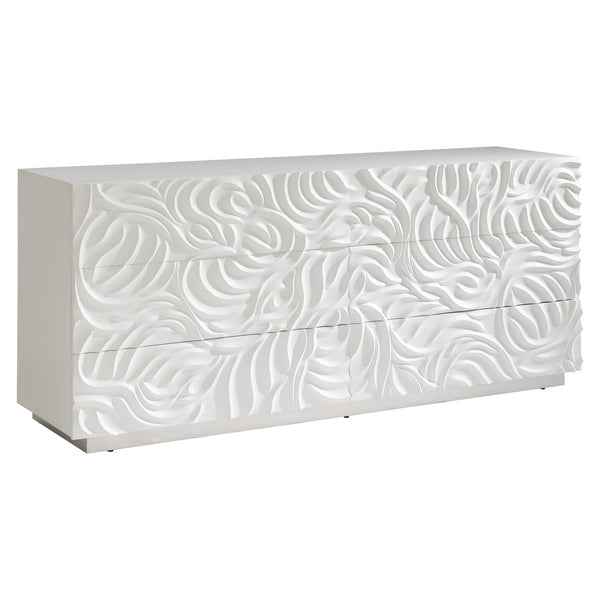 Bernhardt Bernhardt Alia Dresser White Plaster — Sculptural Carved Fronts, 6 Soft-Close Drawers, Polished Base 316054