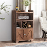 Christopher Knight Home® - Noble House - Monita Farmhouse Wooden 4 Bottle Wine Cabinet, Walnut and Dark Brown