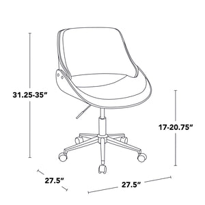 English Elm Task Chair with Chrome Five Star Base Grey Fabric Seat for Modern Home Office Use B202P474193