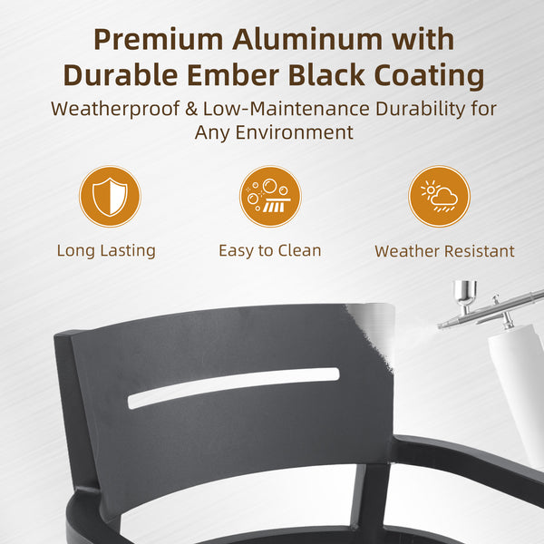 English Elm 5-Piece Outdoor Dining Set – 44" Sintered Stone Table & 4 Armchairs With Sunbrella Cushions, Stylish Comfort! W1886S00025