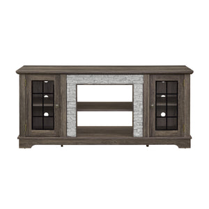 English Elm 58" Modern TV Stand with Faux Stone Top, 6 Cable Cutouts, Ample Adjustable Storage for 75" TVs Grey W2275P342691