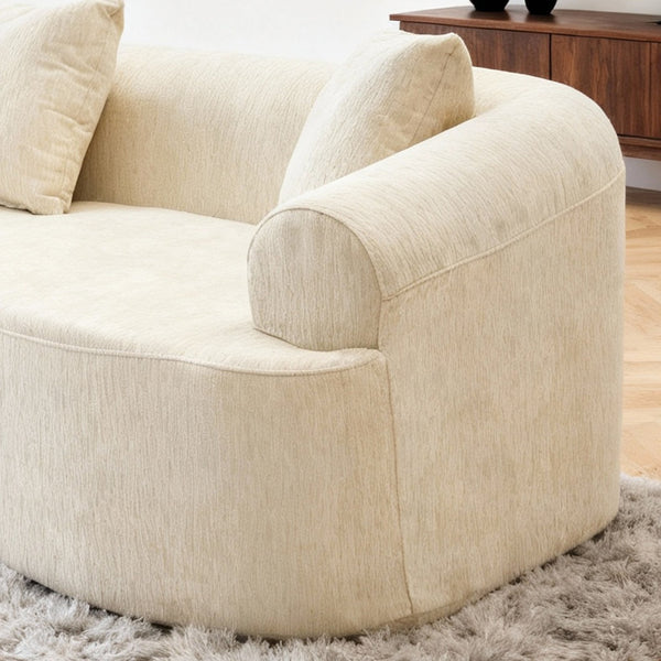 English Elm Curved Chenille Modular Sectional Sofa Boneless High-density Foam for Apartment Living White W3728S00007