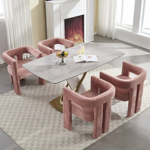 English Elm United We Win Chenille Barrel Accent Armchairs Set of Two for Living Room Dining Pink W1568P389270