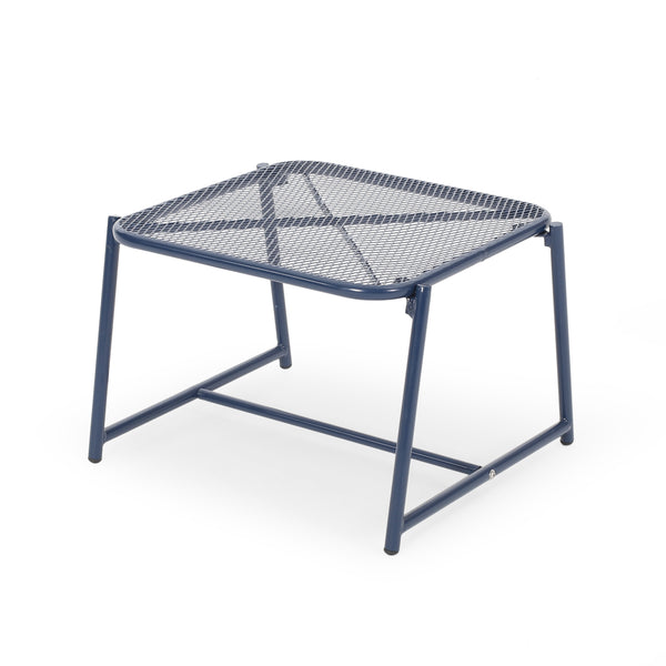 English Elm Christopher Knight Home® - KINCAID Outdoor Mesh Side Table 13"H — Powder-Coated Iron, Weather-Resistant Modern Accent Piece Navy 65201.00NBLU
