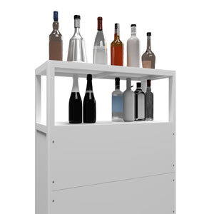 English Elm White Bamboo Storage Cabinet with Shelves — Large Capacity Freestanding Bathroom & Living Room Organizer, Durable Eco-Friendly Design W2207P242509