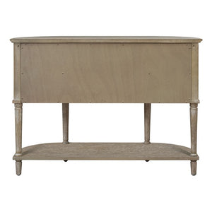 English Elm Accent Reclaimed Greige Cabinet with Lower Shelf, Solid Wood Frame, Oval Side Storage, 100lb Top Capacity B035P256567