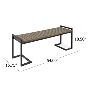 English Elm Christopher Knight Home® - HOPKINS Industrial Wood and Metal Bench with Acacia Wood Seat & Iron Frame, Handcrafted Accent Seating Grey 62621.00WTCGRYBLK