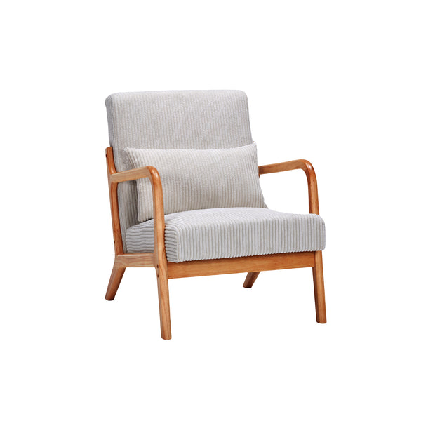 English Elm Mid-Century Upholstered Accent Chair with Pillow, Ergonomic Solid Wood Frame for Living Room W2989P241862