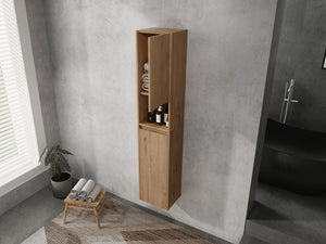 English Elm 12" Bathroom Side Cabinet - Modern Float Mount, Soft Close Doors & Reversible Design For Space-Saving W999S00375