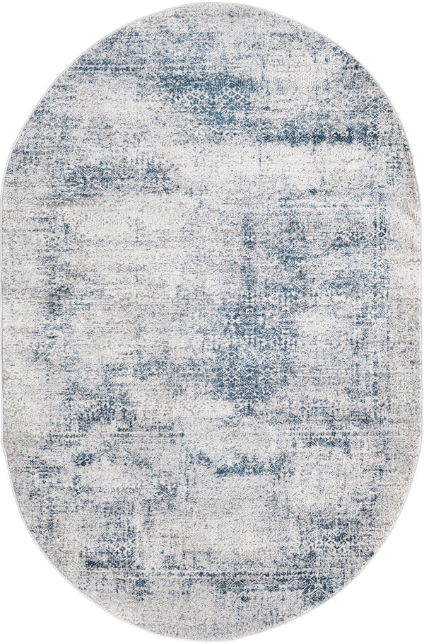 Unique Loom Finsbury Sarah Machine Made Abstract Rug Blue, Ivory/Gray/Light Blue 5' 3" x 8' 0"
