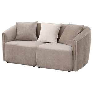 English Elm Silvana Rolled Arm Loveseat with Plush Foam Cushions in Neutral Woven Fabric B062P451816
