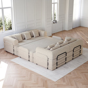 English Elm 78.7-Inch Convertible Sleeper Sofa Bed – Versatile Chenille Couch With Storage Pocket & Pillow Comfort W834S00535