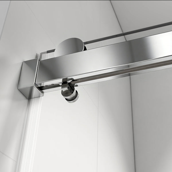 English Elm 56" Frameless Sliding Shower Door Tempered Glass Soft Close Matte Hardware Alcove Fit Chrome W1920P385327