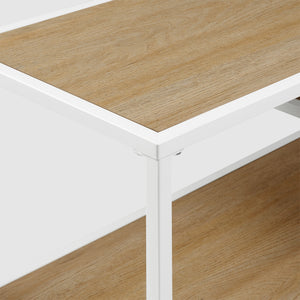 42" Metal and Wood Tiered Shelf Entry Table Coastal Oak, White MAYL2KCOW Walker Edison