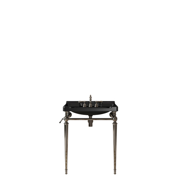 English Elm VICI 28" Bathroom Console Sink with Integrated Ceramic Basin, Overflow, Stainless Support Legs Black,Chrome W2615S00113