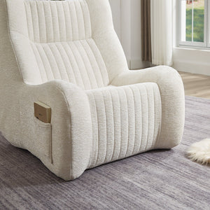 English Elm Bean Bean Bag Chair with Armrests Ergonomic Chenille Lounge Seat Filled with High-Resilience Sponge White W3434P329959