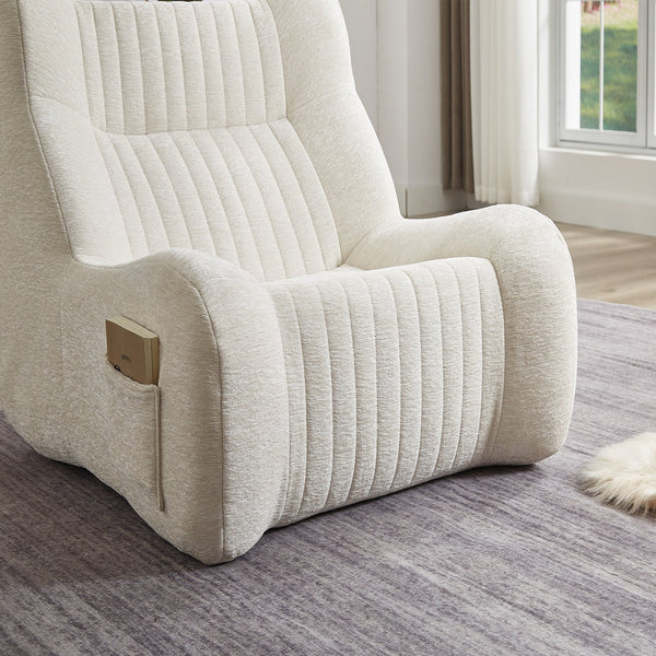 English Elm Bean Bean Bag Chair with Armrests Ergonomic Chenille Lounge Seat Filled with High-Resilience Sponge White W3434P329959